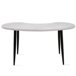 Kirkland's Home White Marble Kidney Shaped Desk- Office Furniture