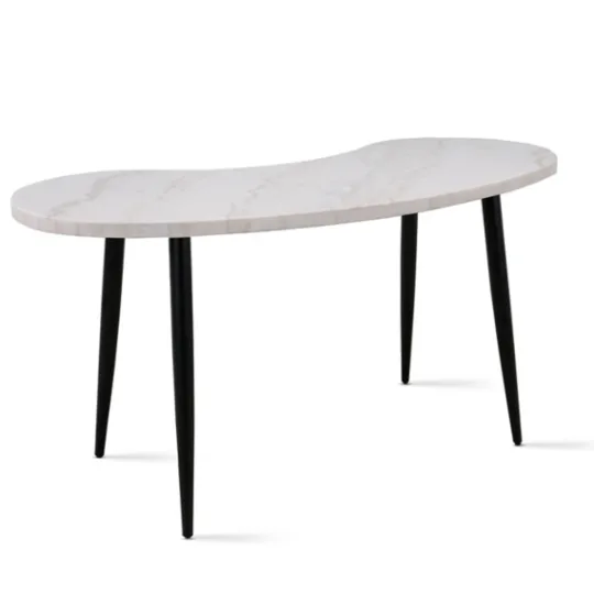 Kirkland's Home White Marble Kidney Shaped Desk- Office Furniture