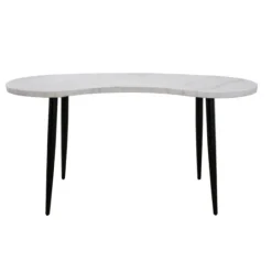 Kirkland's Home White Marble Kidney Shaped Desk- Office Furniture