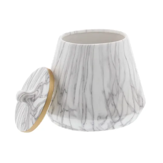 Kirkland's Home White Marble Oval Jar- Decorative Bowls & Jars