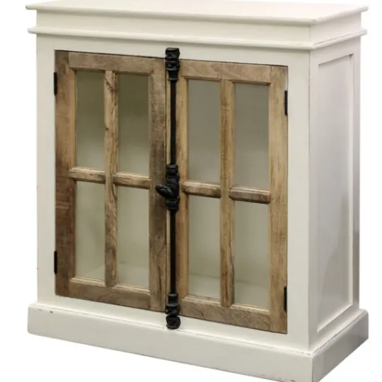 Kirkland's Home White Marengo Windowpane 2-Door Cabinet- Cabinets & Sideboards
