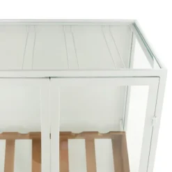 Kirkland's Home White Metal And Natural Wood 2-Door Bar Cabinet- Kitchen Islands & Bar Carts