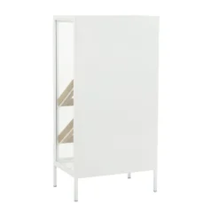 Kirkland's Home White Metal And Natural Wood 2-Door Bar Cabinet- Kitchen Islands & Bar Carts