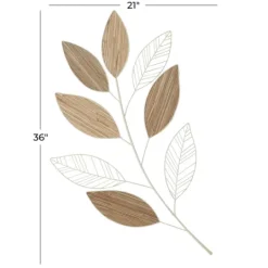 Kirkland's Home White Metal And Reed Leaf Wall Plaque- Wall Plaques