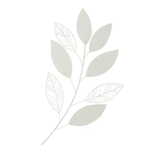 Kirkland's Home White Metal And Reed Leaf Wall Plaque- Wall Plaques