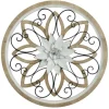 Kirkland's Home White Metal And Wood Floral Round Wall Plaque- Wall Plaques