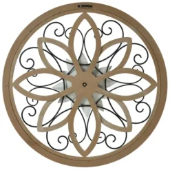 Kirkland's Home White Metal And Wood Floral Round Wall Plaque- Wall Plaques