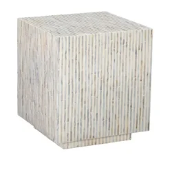 Kirkland's Home White Mother Of Pearl Striped Side Table- Accent & End Tables
