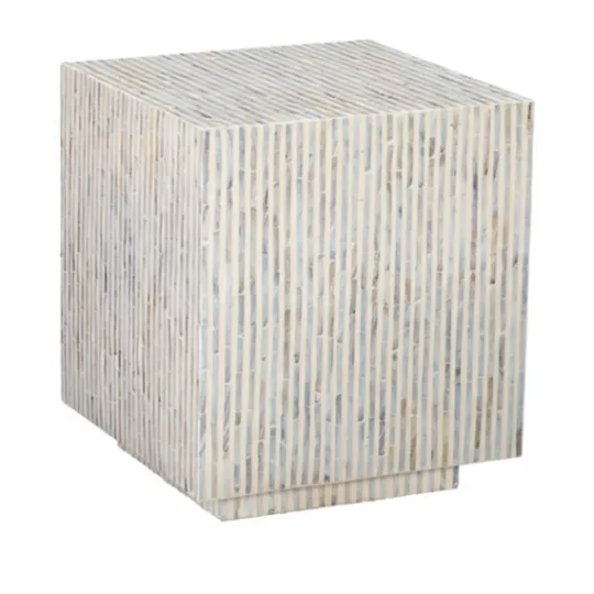 Kirkland's Home White Mother Of Pearl Striped Side Table- Accent & End Tables