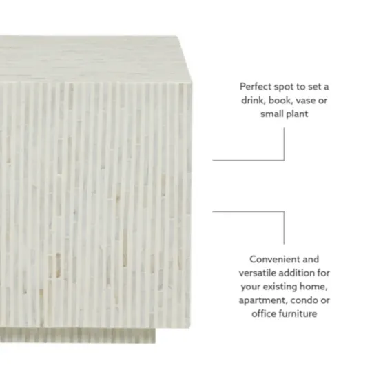 Kirkland's Home White Mother Of Pearl Striped Side Table- Accent & End Tables