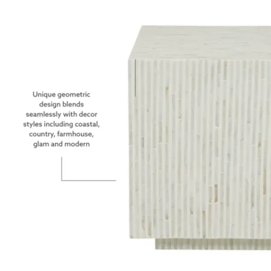 Kirkland's Home White Mother Of Pearl Striped Side Table- Accent & End Tables