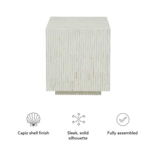 Kirkland's Home White Mother Of Pearl Striped Side Table- Accent & End Tables