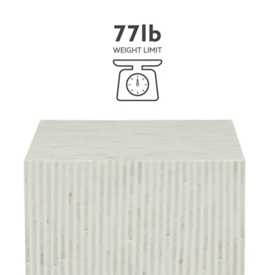 Kirkland's Home White Mother Of Pearl Striped Side Table- Accent & End Tables