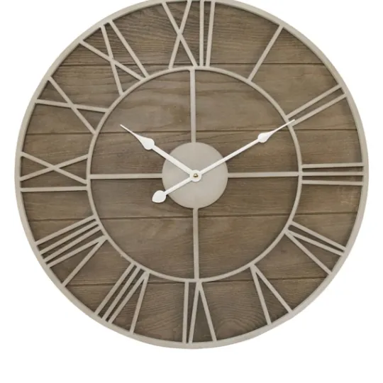 Kirkland's Home White Natural Wood Raised Clock- Clocks