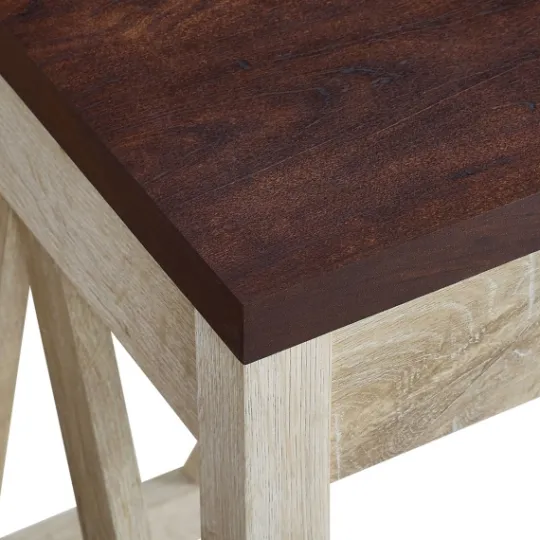 Kirkland's Home White Oak Farmhouse A-Frame Desk With Brown Top- Office Furniture