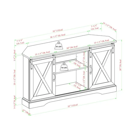 Kirkland's Home White Oak Sliding Barn Doors Corner Tv Stand- Tv Stands & Media Consoles