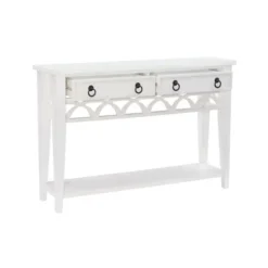 Kirkland's Home White Or Teal Paneled Fretwork Console Table- Console Tables