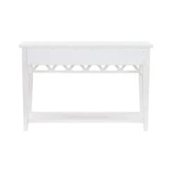 Kirkland's Home White Or Teal Paneled Fretwork Console Table- Console Tables