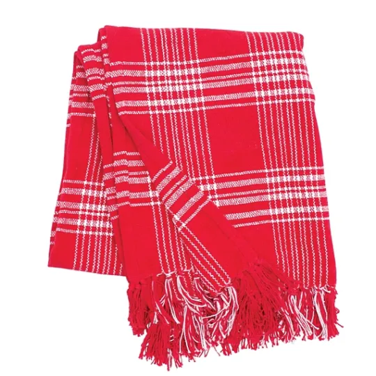 Kirkland's Home White Plaid Christmas Throw Blanket- Blankets & Throws