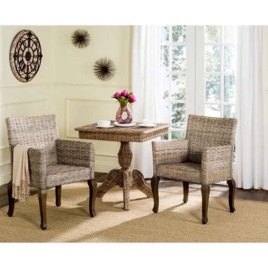 Kirkland's Home White Rattan Curved Legs Dining Chairs, Set Of 2- Dining Chairs