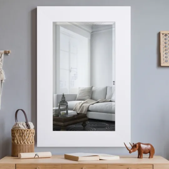 Kirkland's Home White Rectangular Frame Wall Mirror- Framed Mirrors