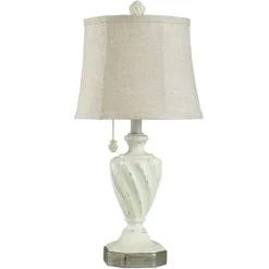 Kirkland's Home White Resin Swirl Table Lamp- Table Lamps
