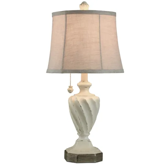 Kirkland's Home White Resin Swirl Table Lamp- Table Lamps