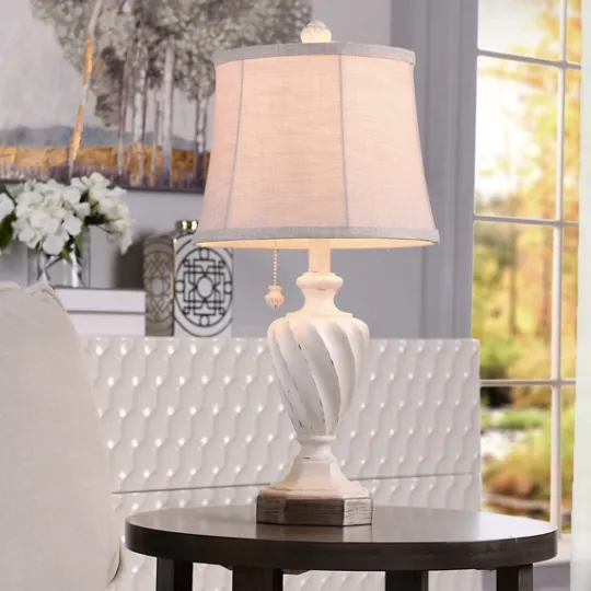 Kirkland's Home White Resin Swirl Table Lamp- Table Lamps