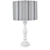 Kirkland's Home White Resin Table Lamp With Blue Stripe Shade- Table Lamps