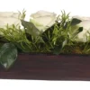 Kirkland's Home White Rose Arrangement In Wooden Dough Bowl- Arrangements & Greenery