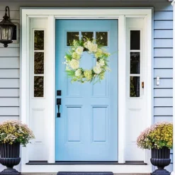 Kirkland's Home White Roses And Geraniums Wreath- Wreaths