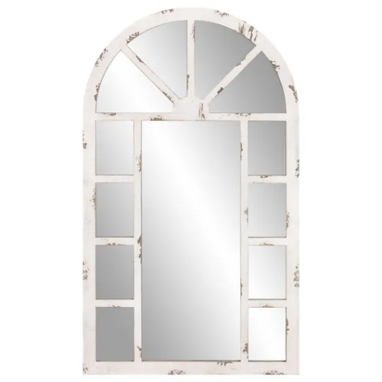 Kirkland's Home White Rustic Windowpane Arch Mirror- Decorative Mirrors