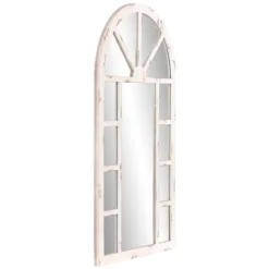Kirkland's Home White Rustic Windowpane Arch Mirror- Decorative Mirrors