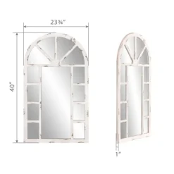 Kirkland's Home White Rustic Windowpane Arch Mirror- Decorative Mirrors