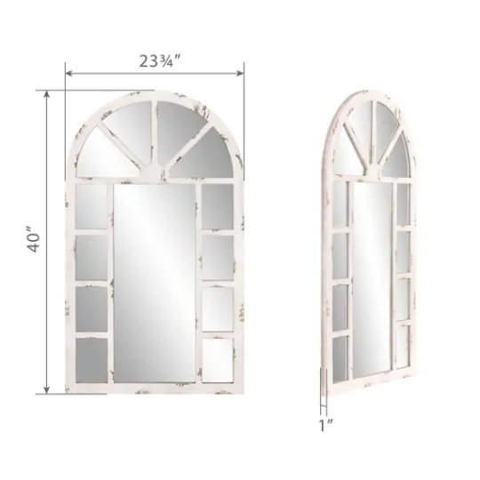 Kirkland's Home White Rustic Windowpane Arch Mirror- Decorative Mirrors