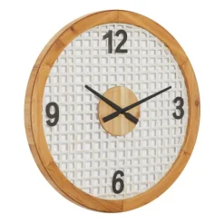 Kirkland's Home White Rustic Woven Farmhouse Wall Clock- Clocks