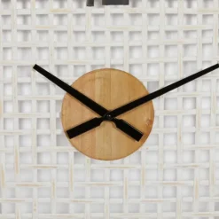 Kirkland's Home White Rustic Woven Farmhouse Wall Clock- Clocks