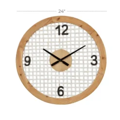 Kirkland's Home White Rustic Woven Farmhouse Wall Clock- Clocks