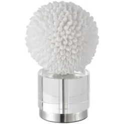 Kirkland's Home White Sea Shell Sphere Crystal Base Statue- Statues & Figurines
