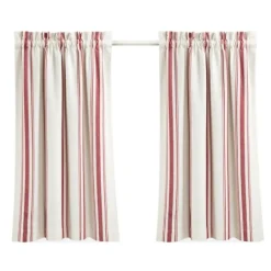 Kirkland's Home White Stripe Cafe Curtain Panel Set, 36 In.- Curtains & Drapes