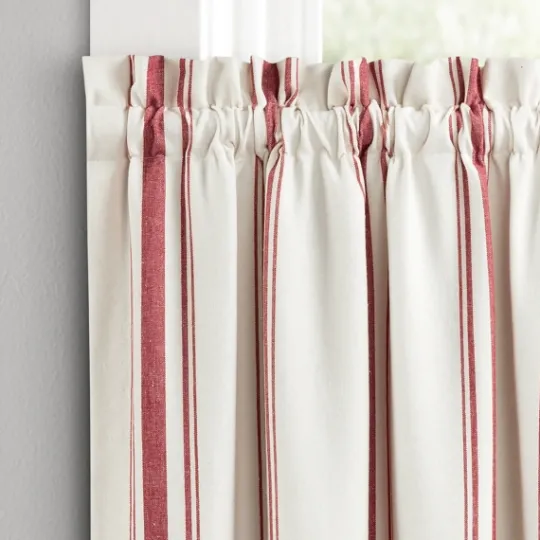 Kirkland's Home White Stripe Cafe Curtain Panel Set, 36 In.- Curtains & Drapes