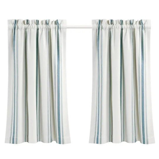 Kirkland's Home White Stripe Cafe Curtain Panel Set, 36 In.- Curtains & Drapes