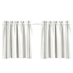 Kirkland's Home White Stripe Cafe Curtain Panel Set, 24 In.- Curtains & Drapes