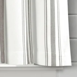 Kirkland's Home White Stripe Cafe Curtain Panel Set, 24 In.- Curtains & Drapes