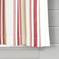 Kirkland's Home White Stripe Cafe Curtain Panel Set, 24 In.- Curtains & Drapes