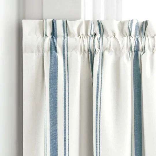 Kirkland's Home White Stripe Cafe Curtain Panel Set, 24 In.- Curtains & Drapes