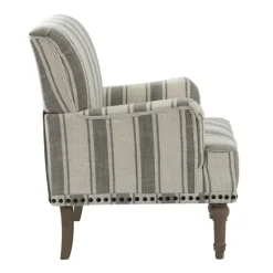 Kirkland's Home White Stripe Upholstered Accent Chair- Accent Chairs