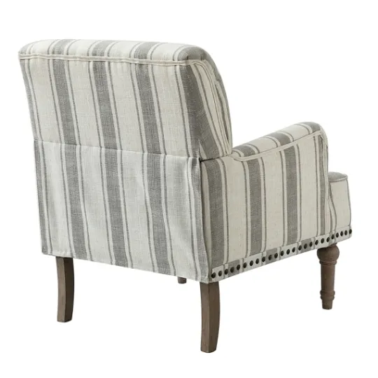 Kirkland's Home White Stripe Upholstered Accent Chair- Accent Chairs