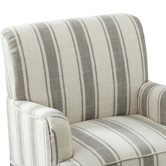 Kirkland's Home White Stripe Upholstered Accent Chair- Accent Chairs