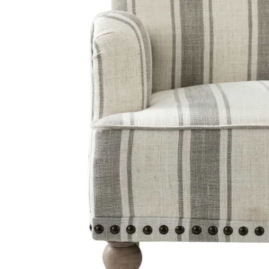 Kirkland's Home White Stripe Upholstered Accent Chair- Accent Chairs